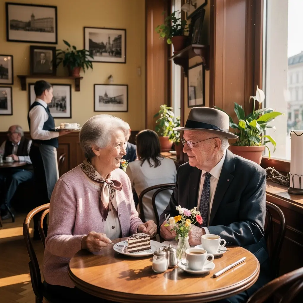 AtmosphГ¤risches Bild von einem charmanten Balkon mit Blick auf die RingstraГџe.